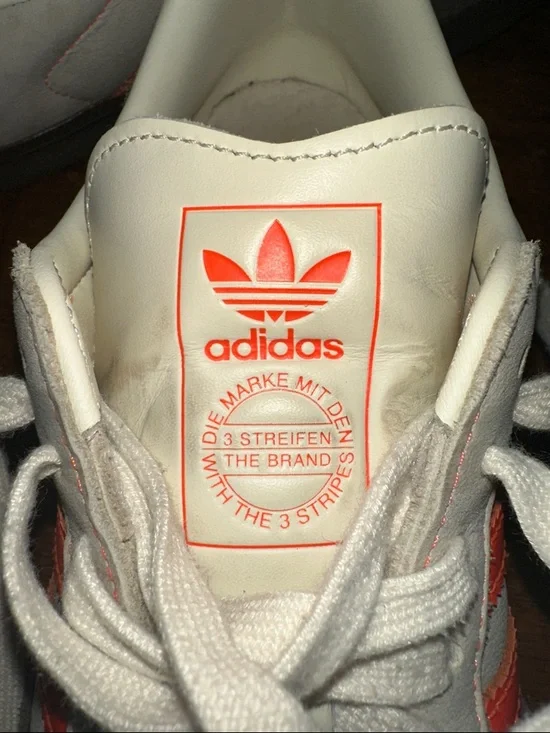 adidas Samba Cream Sneakers with Orange Stripes and Brown Suede - Picture 5 of 7